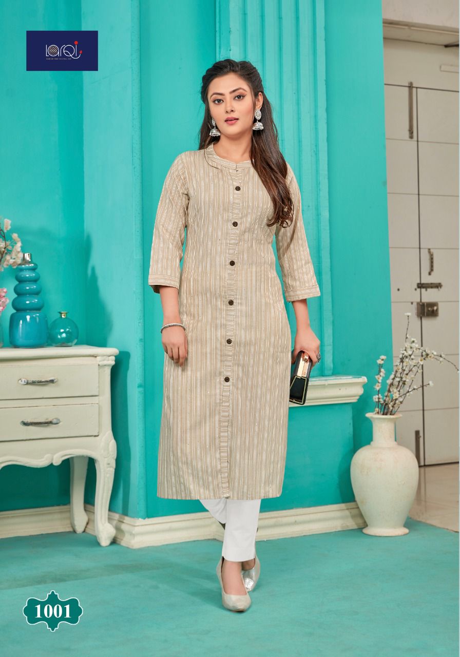 Larqi Sun Light 1 Fancy Wear Designer Cotton With Sequence Kurti Collection